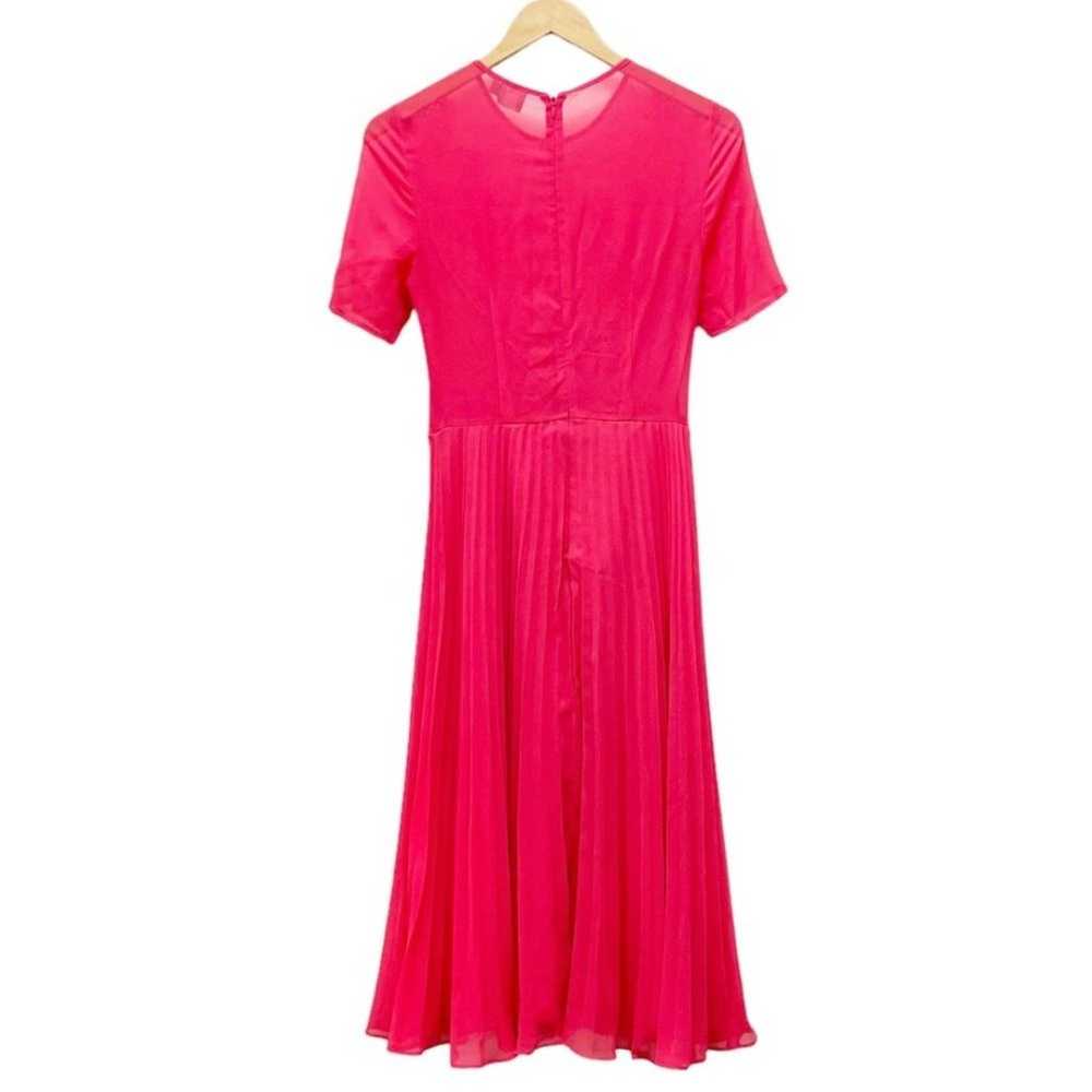 ASOS Lace And Pleat Skater Midi Dress Hot Pink Ro… - image 3