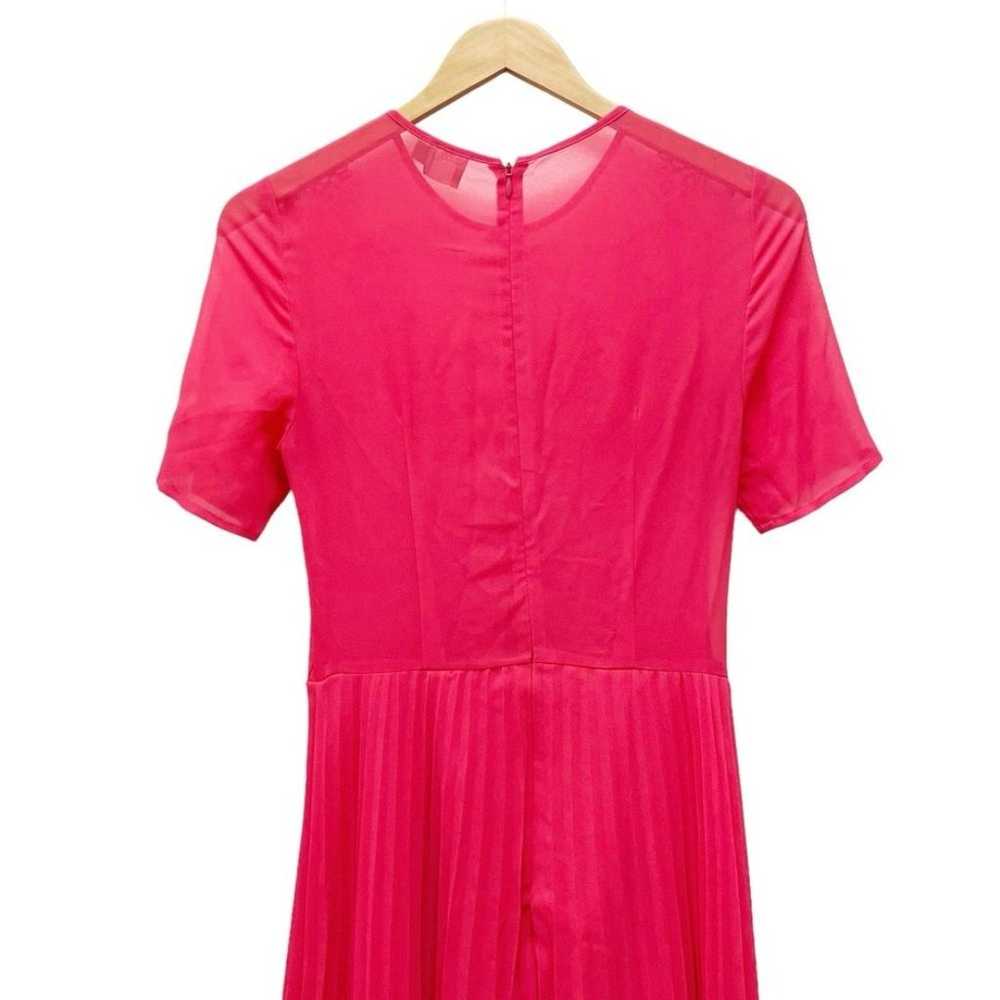 ASOS Lace And Pleat Skater Midi Dress Hot Pink Ro… - image 7