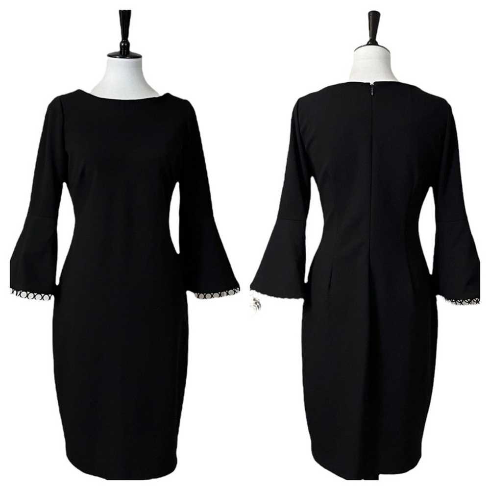 Calvin Klein Black Bell Sleeve Sheath Dress Cockt… - image 12