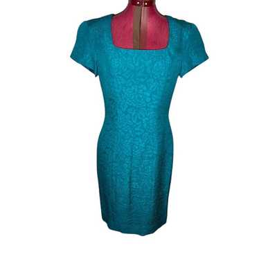 Liz Claiborne dress teal floral 100% silk