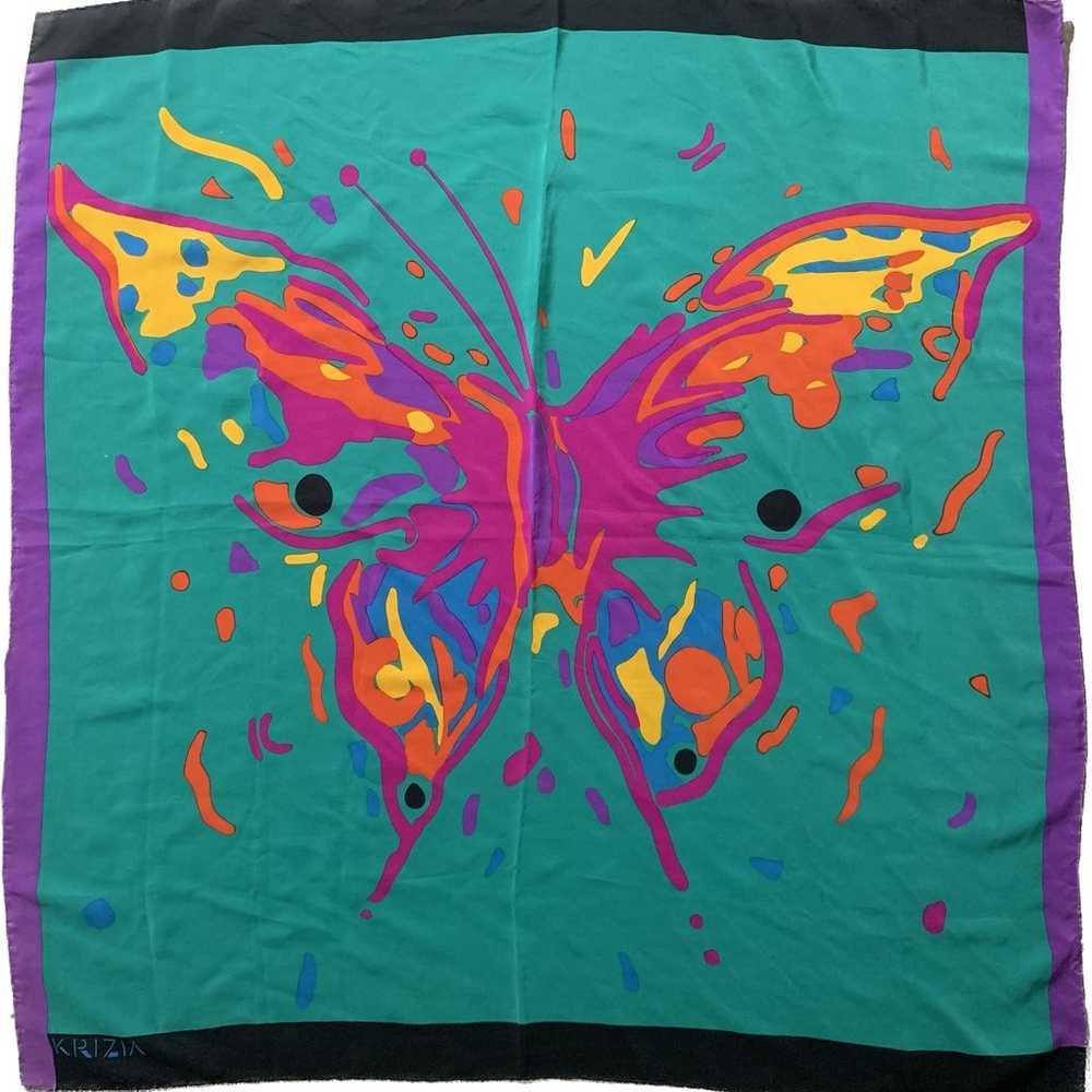 Vintage designer Krizia butterfly scarf - image 1