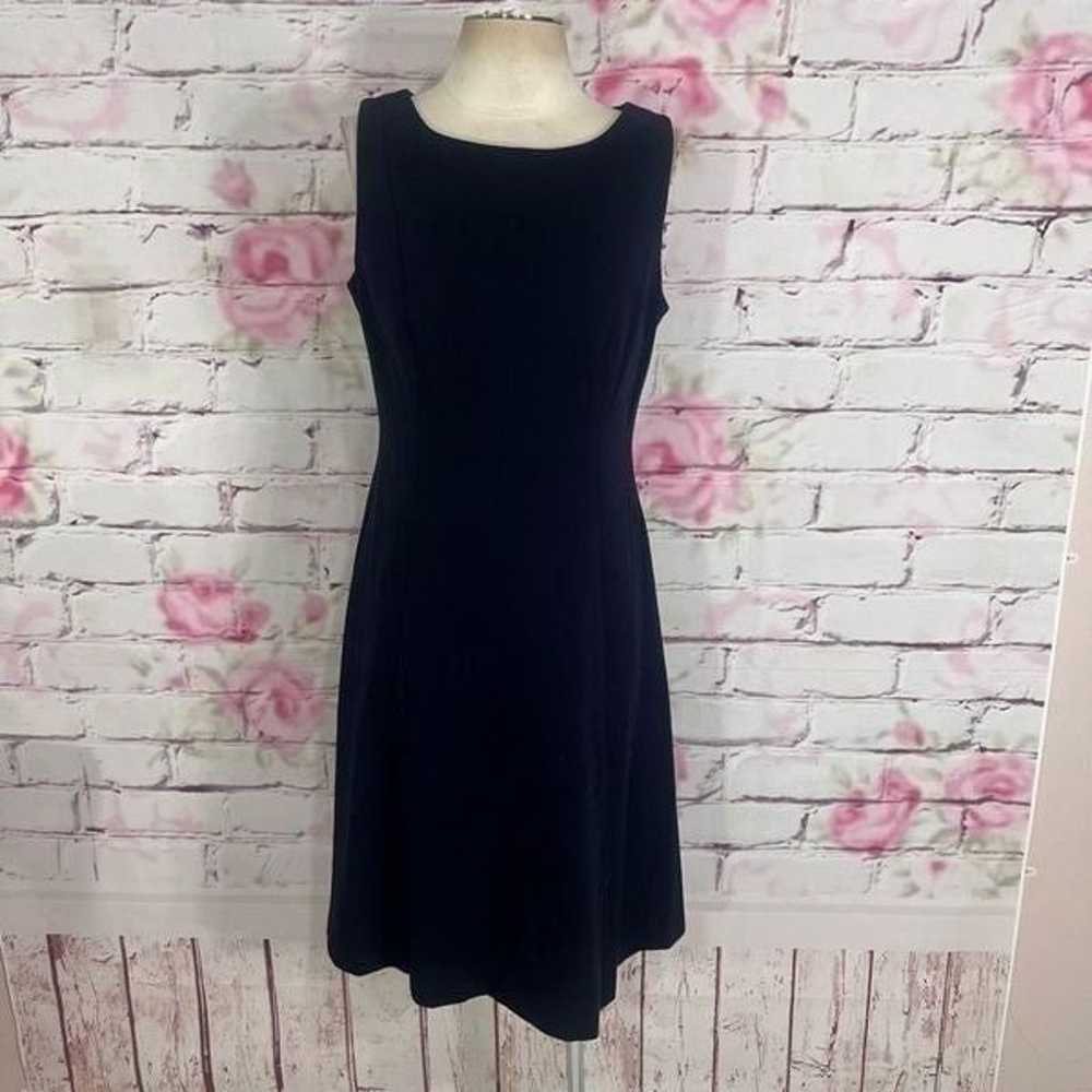 Talbots sleeveless navy blue a-line jersey work d… - image 1