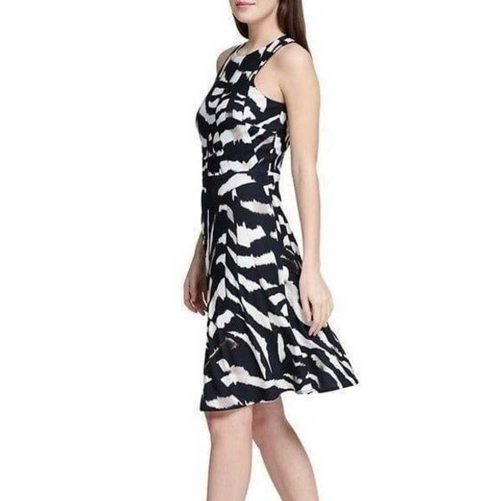 Donna Karan B/W Print Fit Flare Dress - image 4