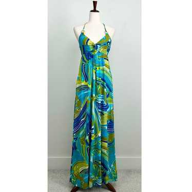 Trina Turk Colorful Padded Halter Summer Maxi Dres