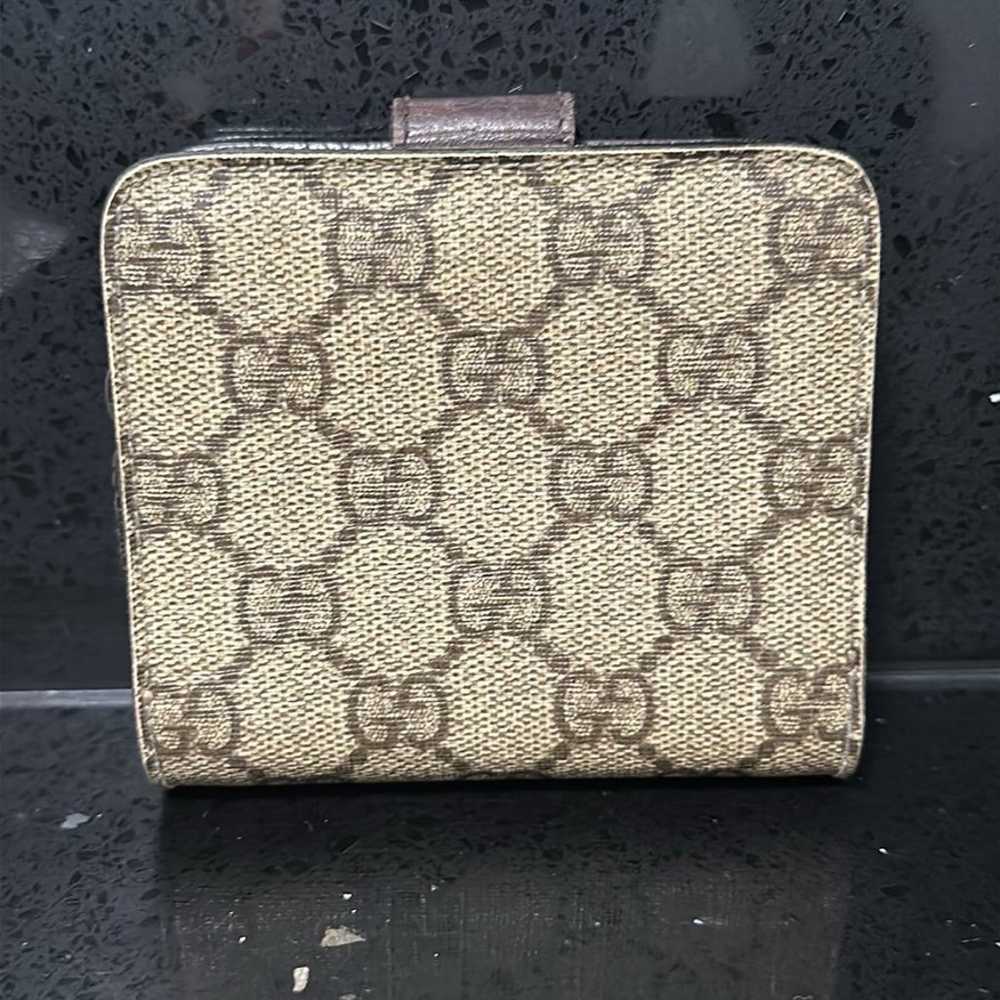 Gucci Brown GG Monogram Bordeaux Bifold Coin Pock… - image 2