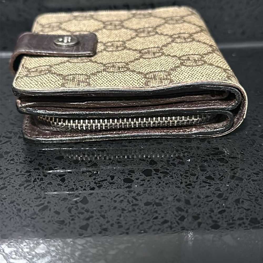 Gucci Brown GG Monogram Bordeaux Bifold Coin Pock… - image 5