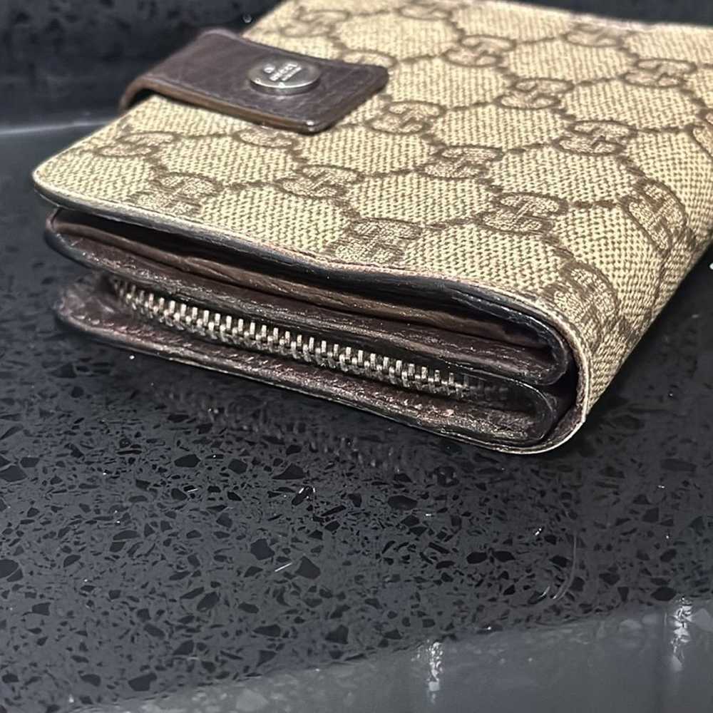 Gucci Brown GG Monogram Bordeaux Bifold Coin Pock… - image 6