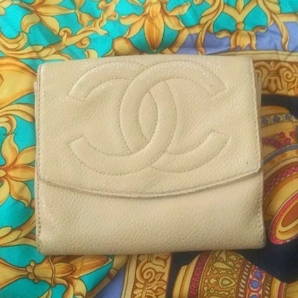 Authentic Vintage CHANEL Tan Lambskin Leather Fol… - image 1