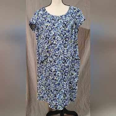 J. jill size medium linen blue floral short sleev… - image 1