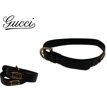 OLD GUCCI Old Gucci 70s Interlocking G Leather Bel