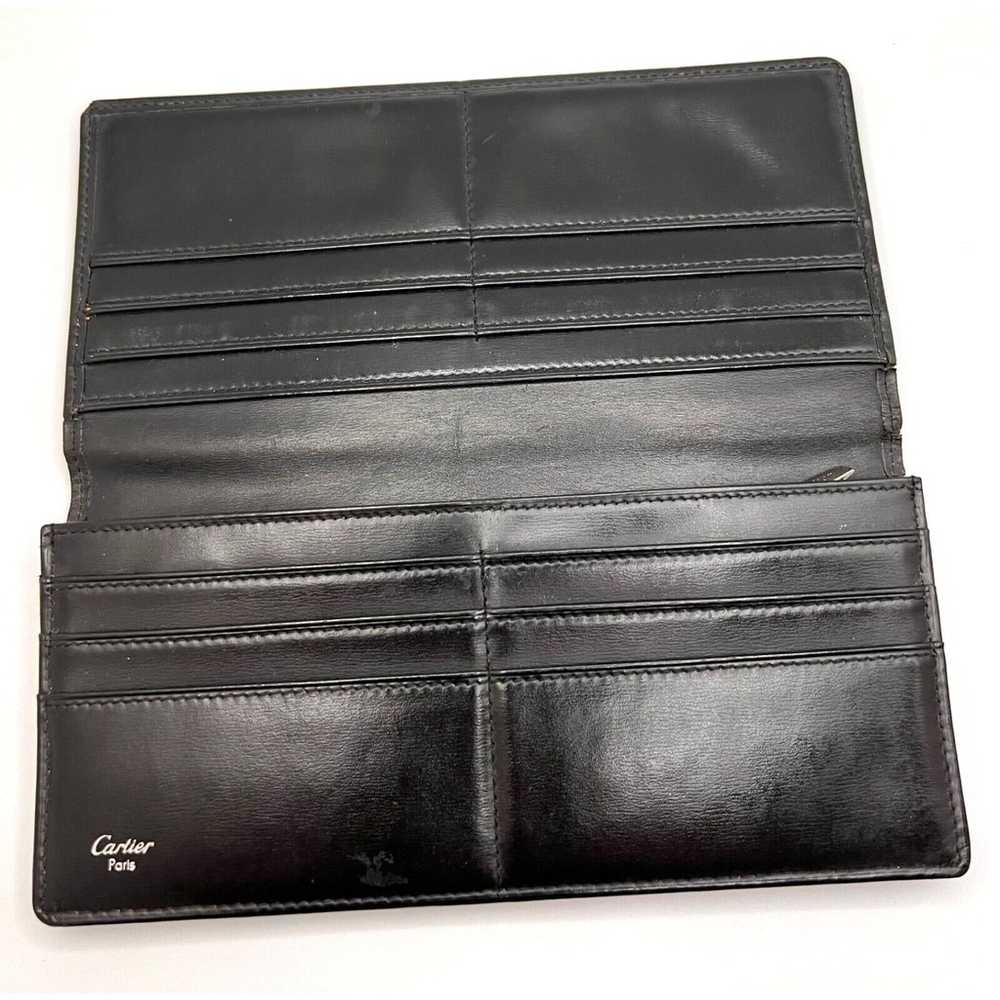 Authentic Black Cartier Pasha Leather Long Bifold… - image 1