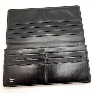 Authentic Black Cartier Pasha Leather Long Bifold 