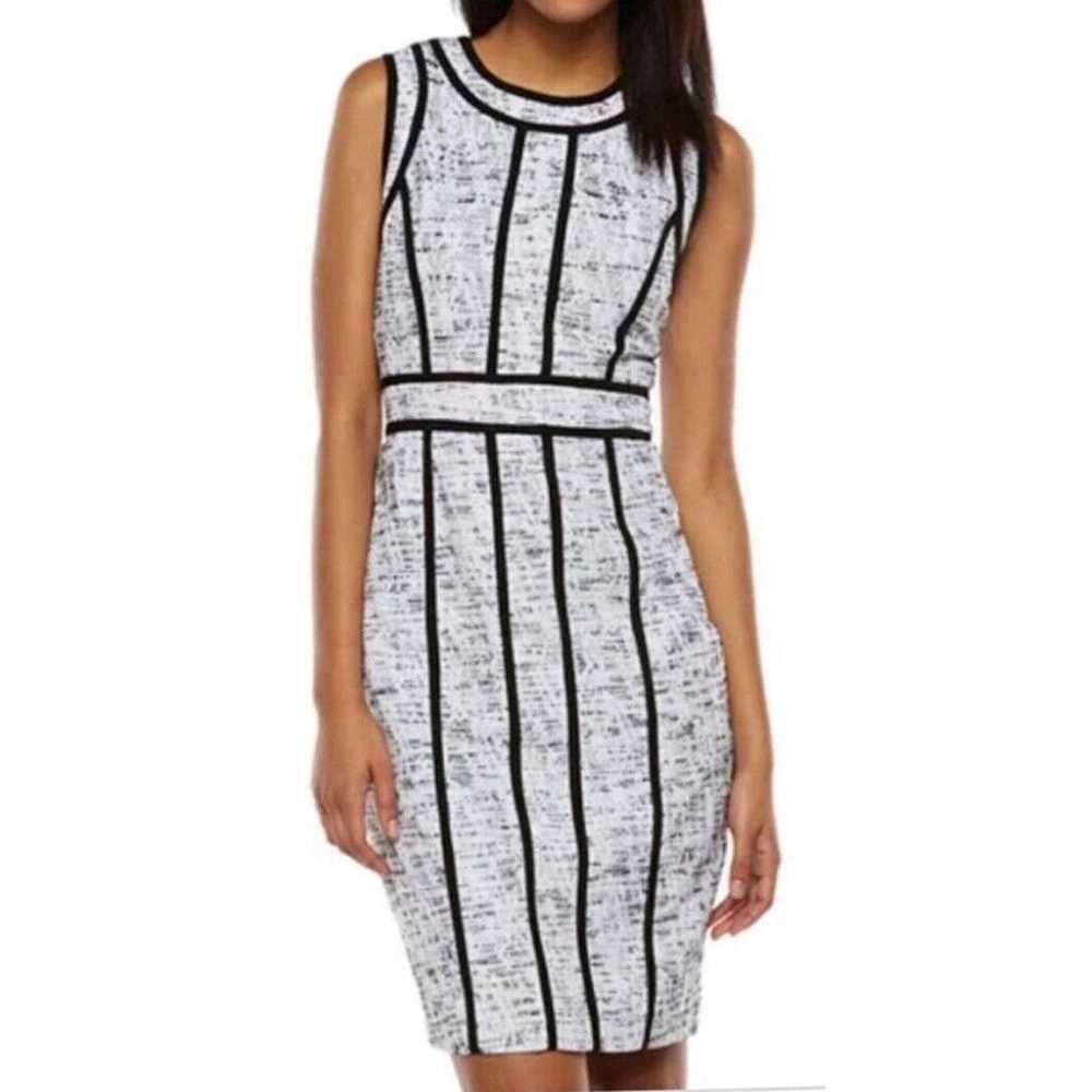 Dana Buchman Sleeveless Dress White Black Stripe … - image 1