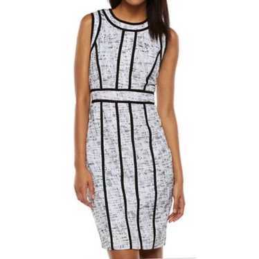 Dana Buchman Sleeveless Dress White Black Stripe … - image 1