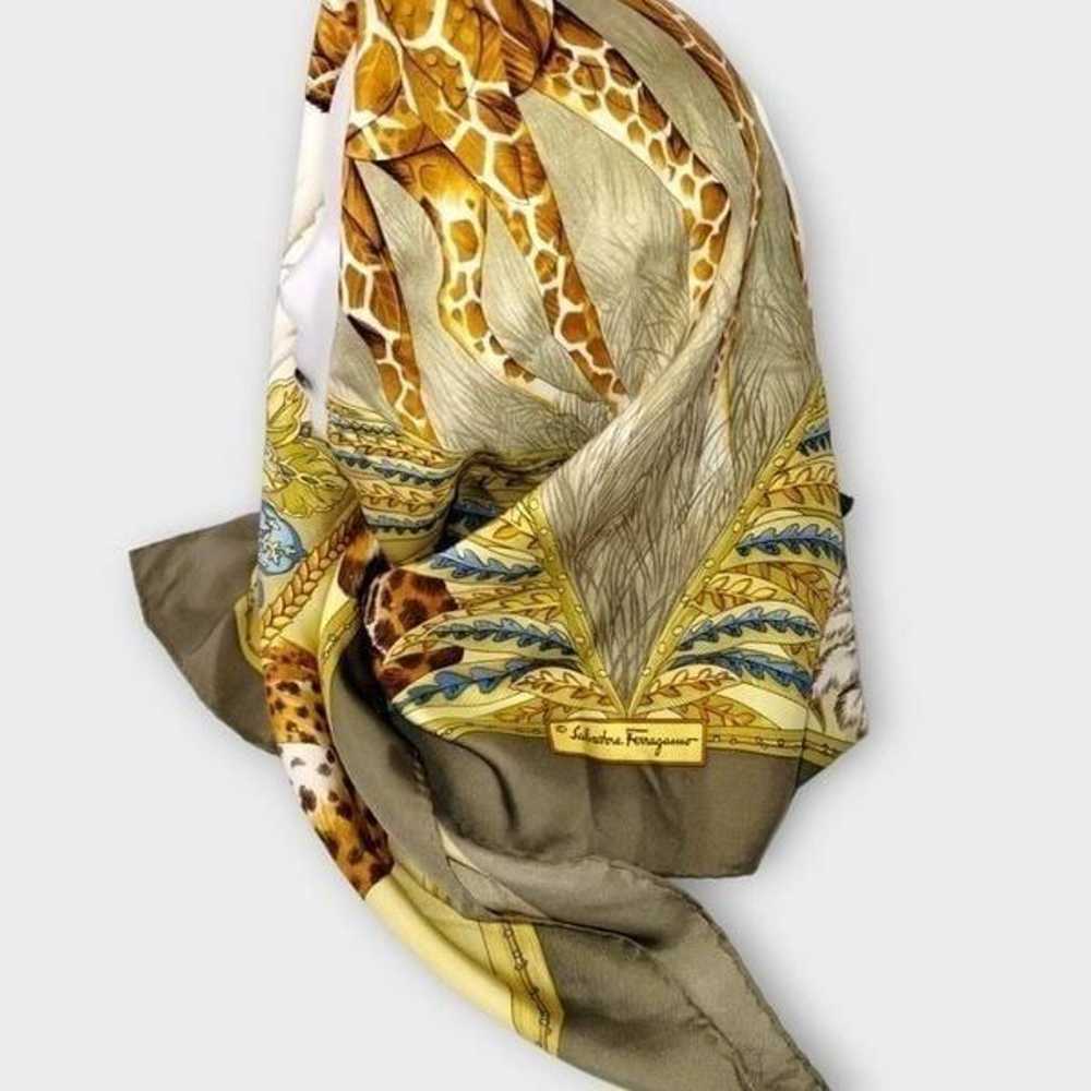 Salvatore Ferragamo Scarf Giraffe Leopard Silk Cl… - image 4