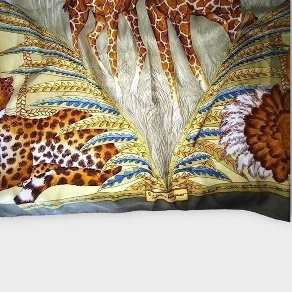 Salvatore Ferragamo Scarf Giraffe Leopard Silk Cl… - image 7