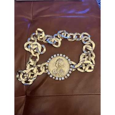 VTG Kenneth Lane Hammered Gold Chain Link Belt Co… - image 1