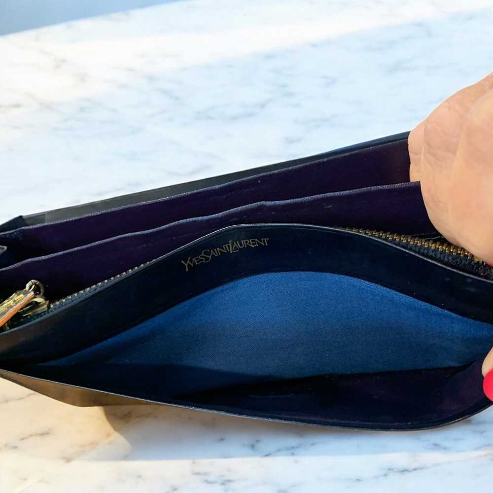 Vintage 80s YSL Patchwork Long Wallet Colorful Yves Saint Laurent w/ Dust Bag - Image 12