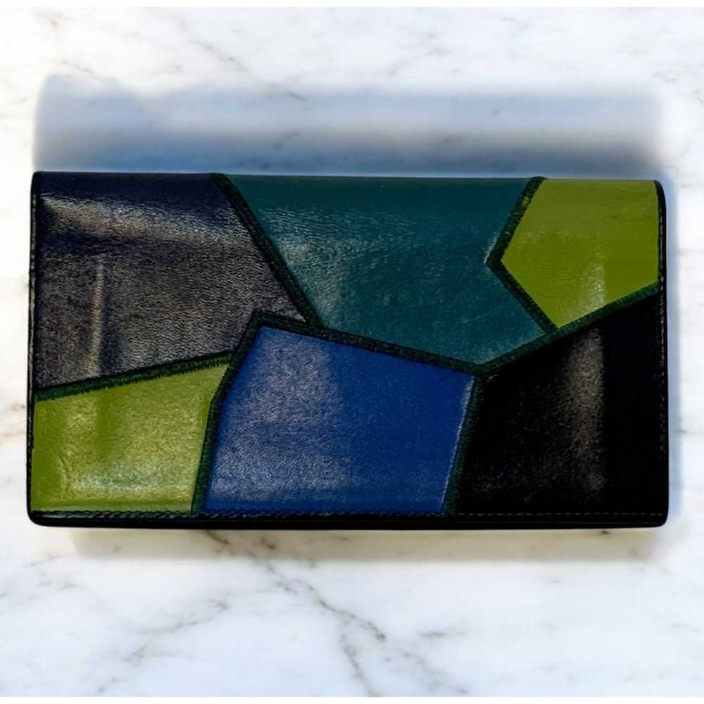 Vintage 80s YSL Patchwork Long Wallet Colorful Yves Saint Laurent w/ Dust Bag - Image 4