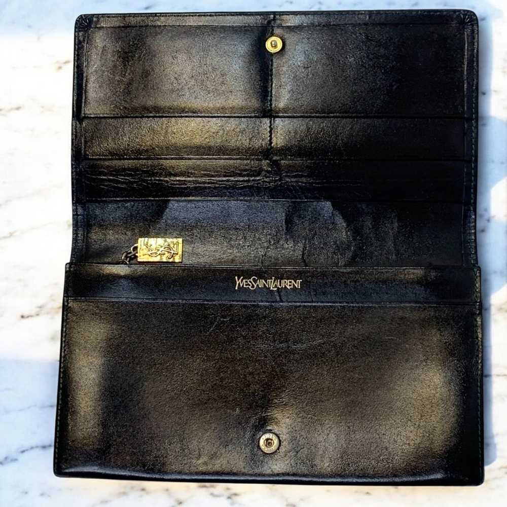 Vintage 80s YSL Patchwork Long Wallet Colorful Yves Saint Laurent w/ Dust Bag - Image 6