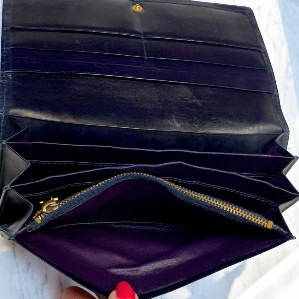 Vintage 80s YSL Patchwork Long Wallet Colorful Yves Saint Laurent w/ Dust Bag - Image 10