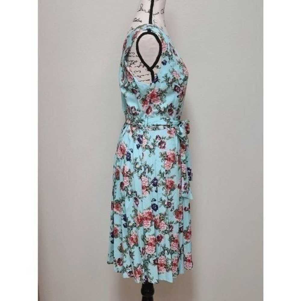 BERDTONI Blue Floral Print Sleeveless Dress with … - image 4