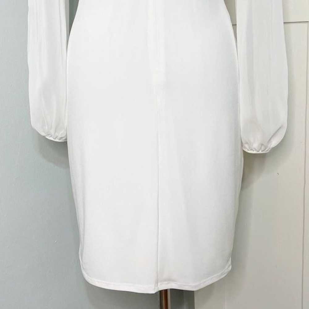 Ivanka Trump White Sheath Dress Sheer Long Sleeve… - image 11