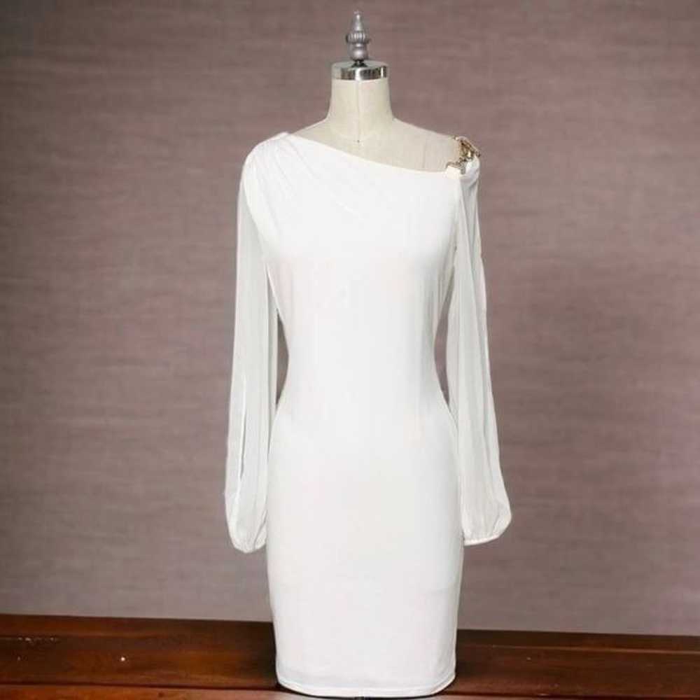 Ivanka Trump White Sheath Dress Sheer Long Sleeve… - image 1