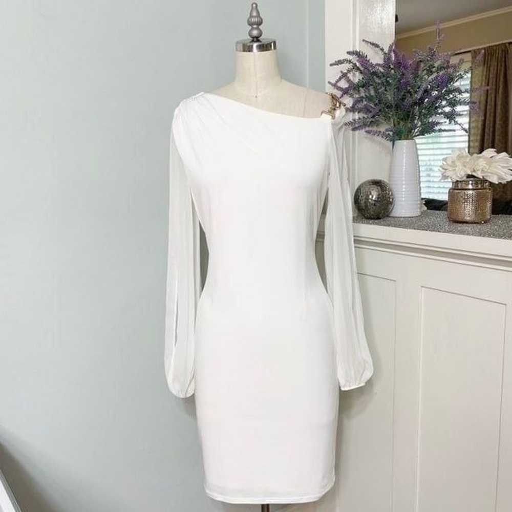 Ivanka Trump White Sheath Dress Sheer Long Sleeve… - image 3