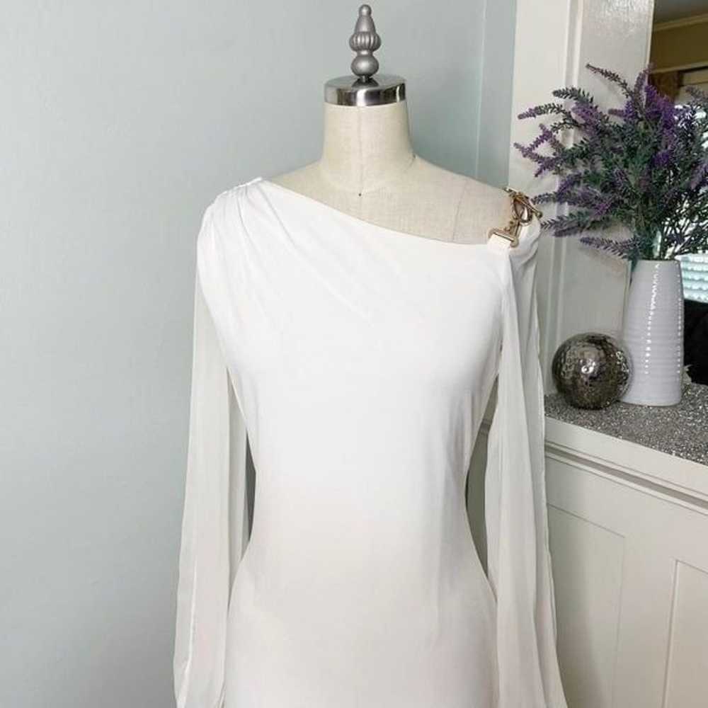 Ivanka Trump White Sheath Dress Sheer Long Sleeve… - image 4