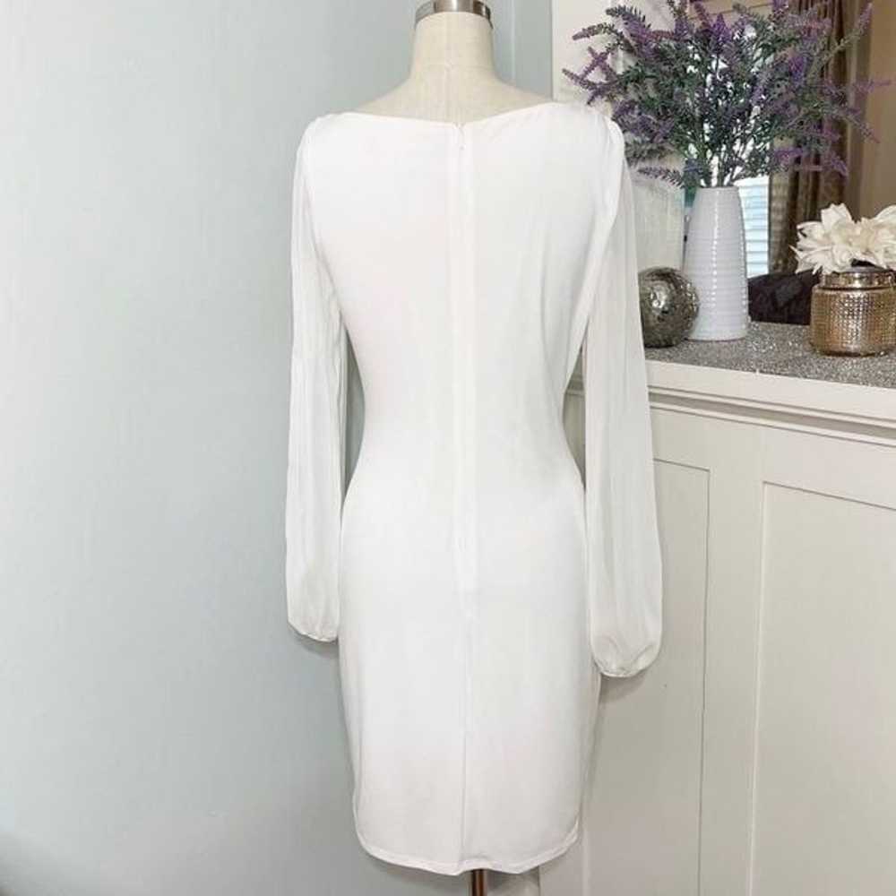 Ivanka Trump White Sheath Dress Sheer Long Sleeve… - image 9