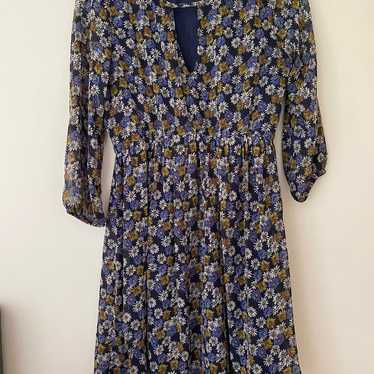 Zara Navy Blue Floral Flowy Dress