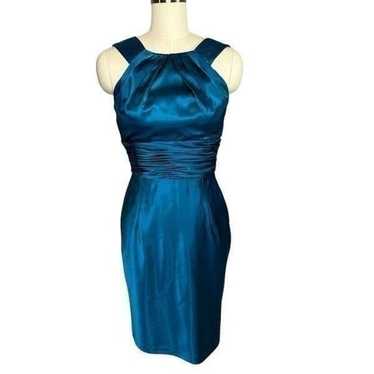 Adrianna Papell Boutique Teal Satin Pleated Cockta