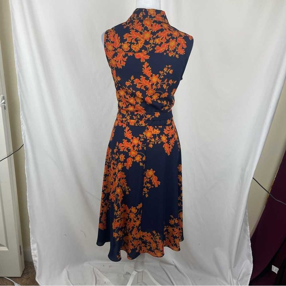 Nanette Lepore Navy Orange Feminine Floral Midi S… - image 4