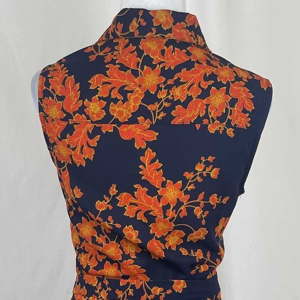 Nanette Lepore Navy Orange Feminine Floral Midi S… - image 5