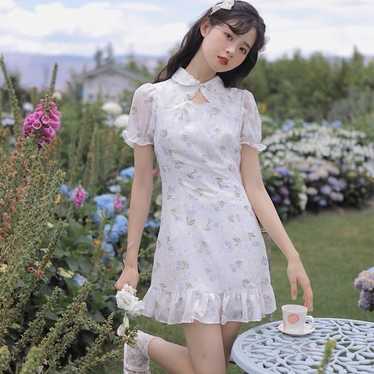 Beautiful Cute Floral Printed Cheongsam Mini Dres… - image 1