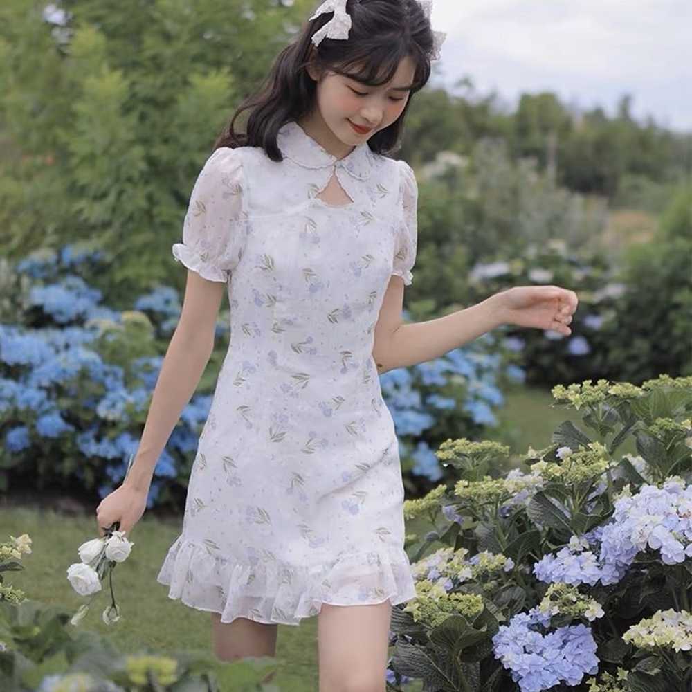 Beautiful Cute Floral Printed Cheongsam Mini Dres… - image 2