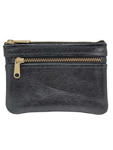 Portland Leather Pebbled Black Double Zip Wallet