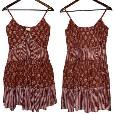 Talisman Tiered Midi Dress Rust Brown Spaghetti St