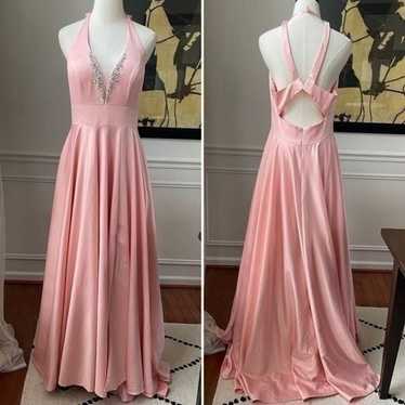 Glow Pink Princess Prom Drew Formal Gown Rhineston