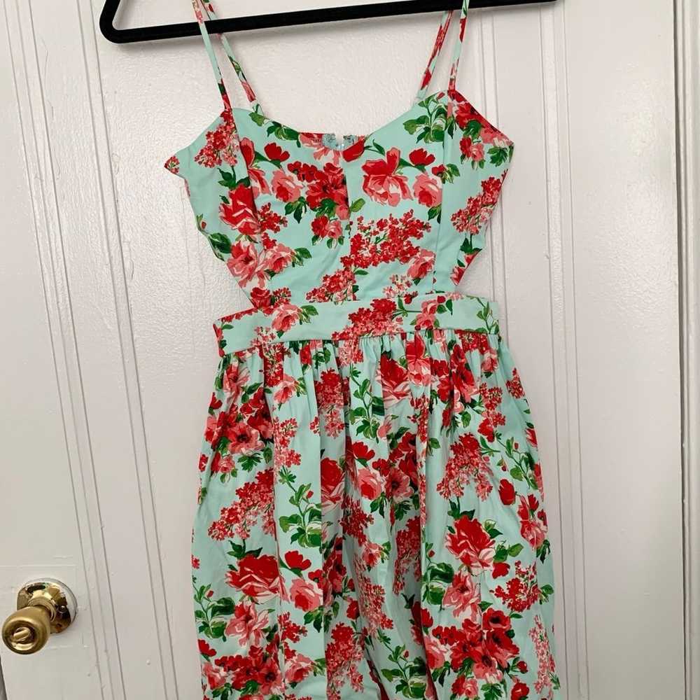 Vintage floral mini cutout dress - image 1