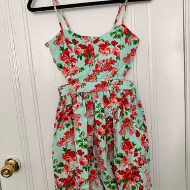 Vintage floral mini cutout dress - image 1