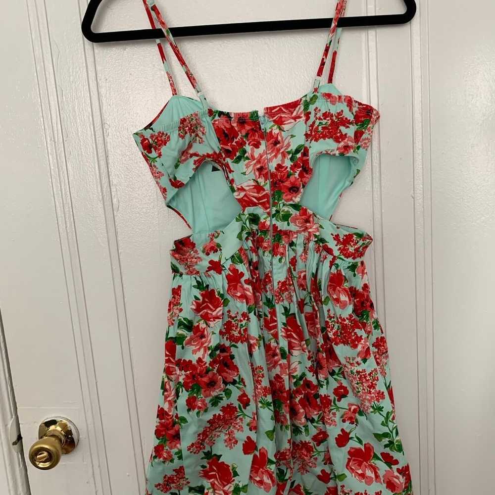 Vintage floral mini cutout dress - image 2