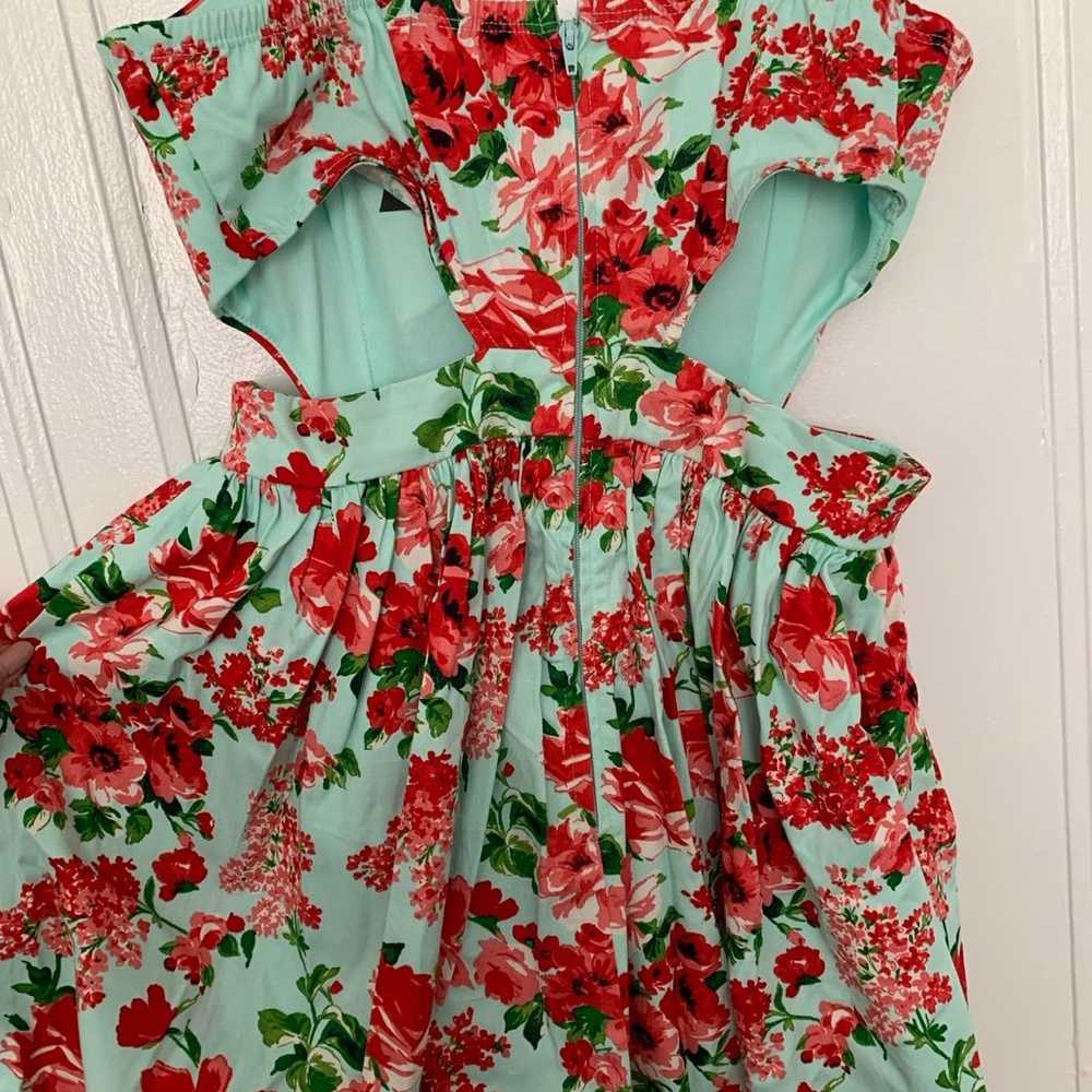 Vintage floral mini cutout dress - image 3