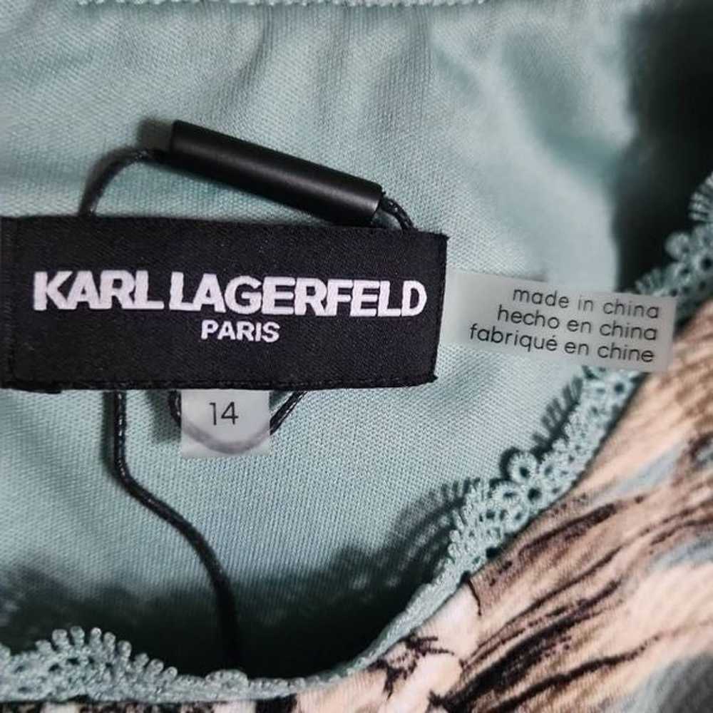 Karl Lagerfeld Ladies Size 14 Green Tan Floral Sl… - image 7