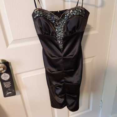 Black Vintage MIni Dress w/ Ruching and Gems