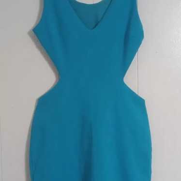 BEBE BLUE MINI BODYCON CUT OUT DRESS - image 1