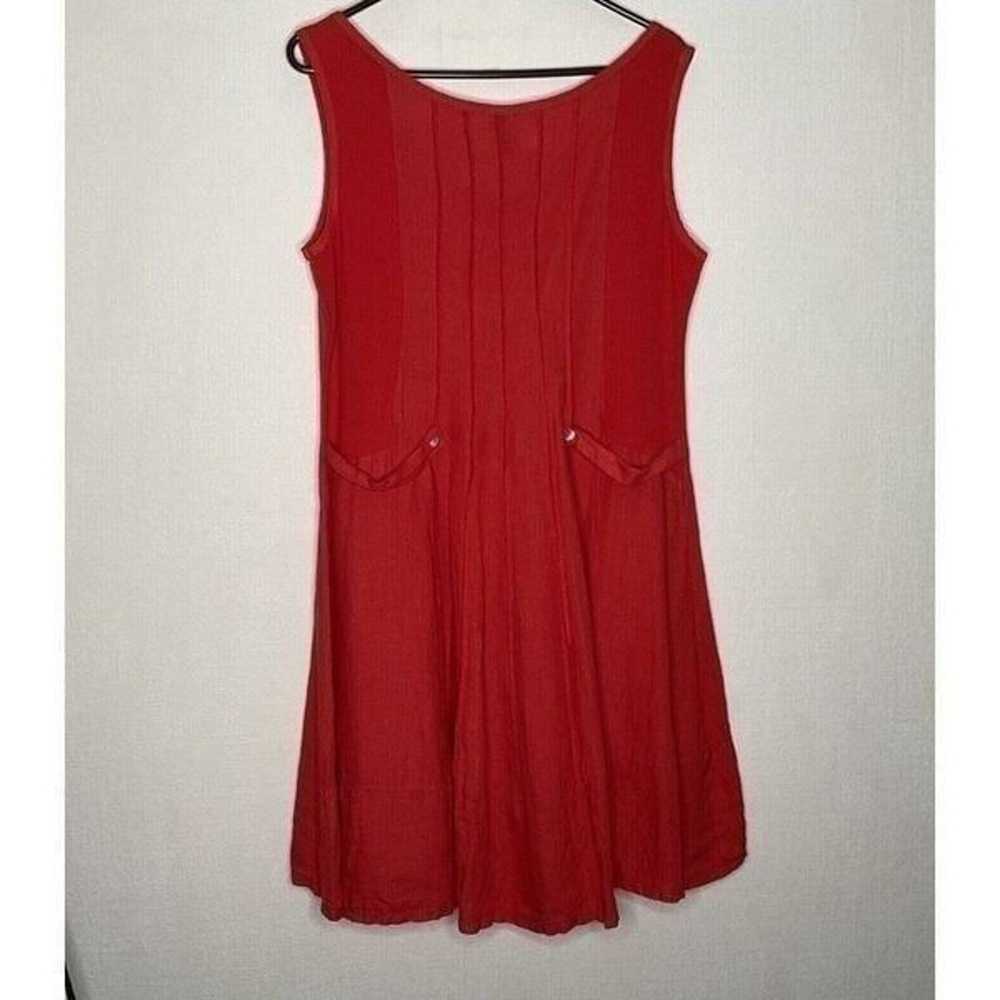 Oizini Women's Red Coral 100% Linen Sleeveless V-… - image 10