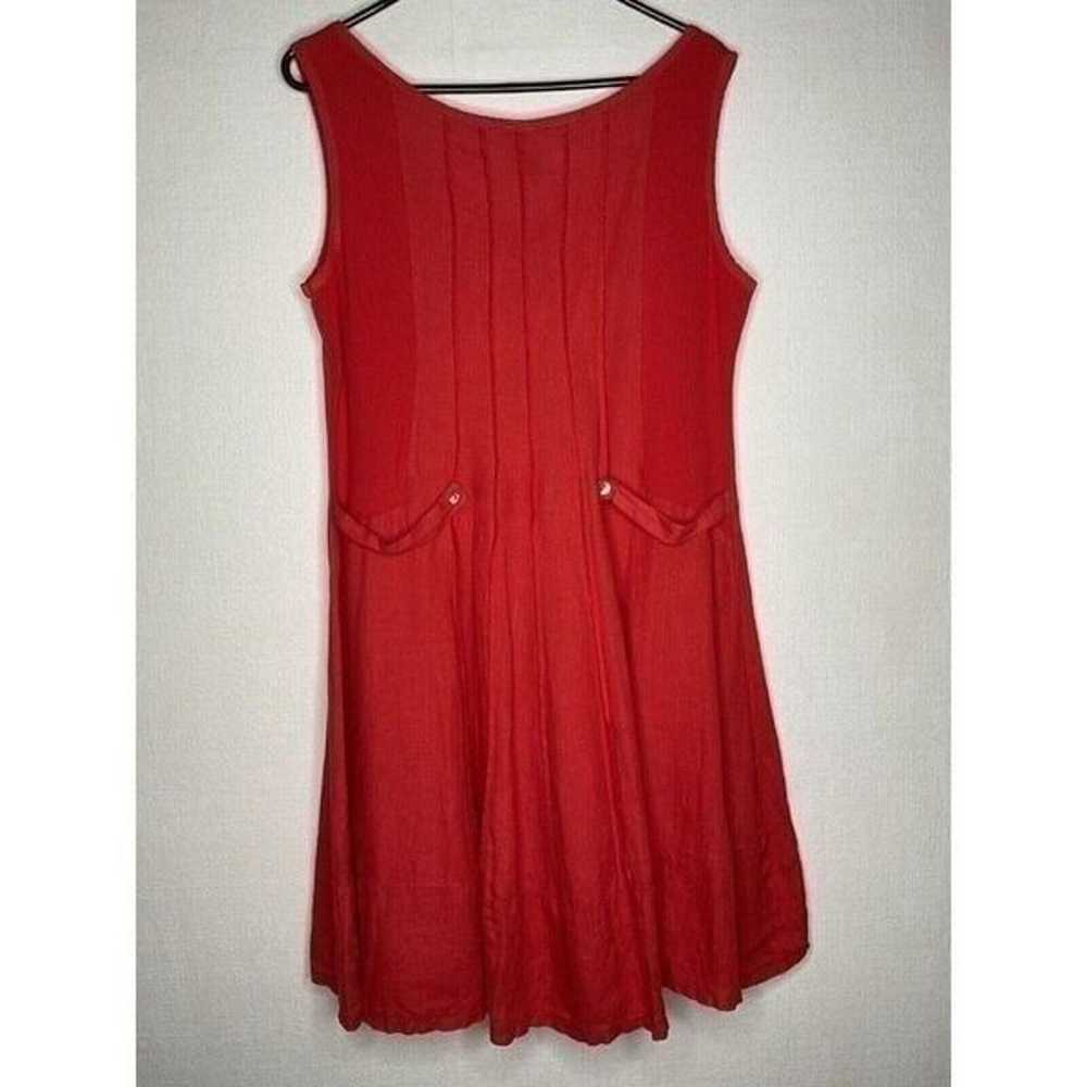 Oizini Women's Red Coral 100% Linen Sleeveless V-… - image 11