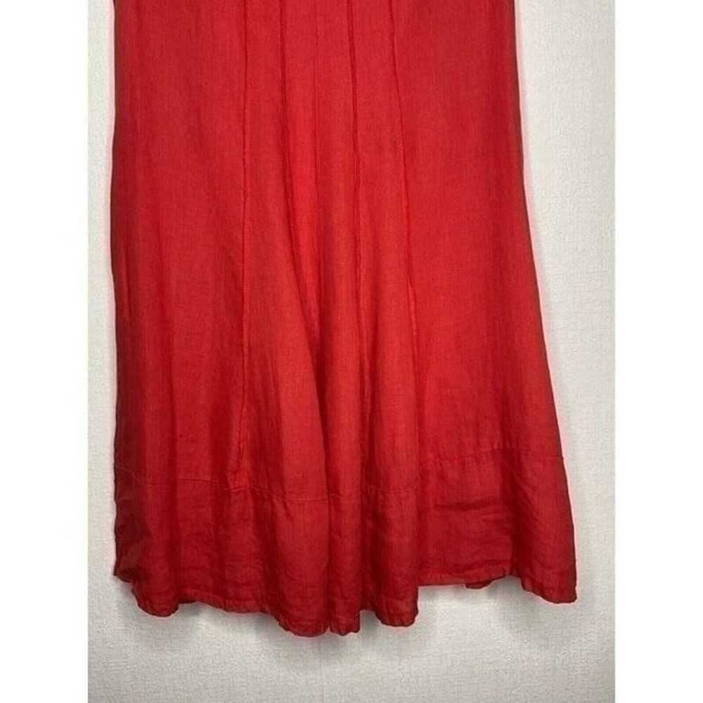 Oizini Women's Red Coral 100% Linen Sleeveless V-… - image 4